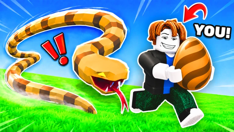 ภาพจากเกม Steal An Egg ตัวละครกำลังวิ่งถือไข่หนีงู