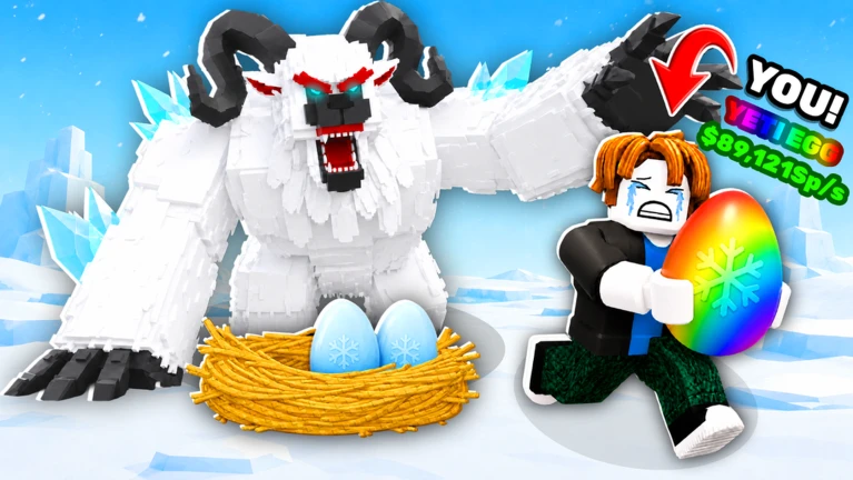 ภาพจากเกม Steal An Egg ตัวละครเก็บไข่หน้ารังและมอนสเตอร์เยติ